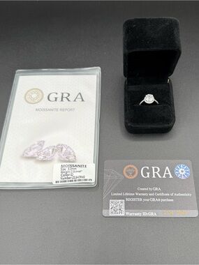 VVS 2Ct Moissanite Halo Ring Adjustable 925 Sterling Silver Flooded Band